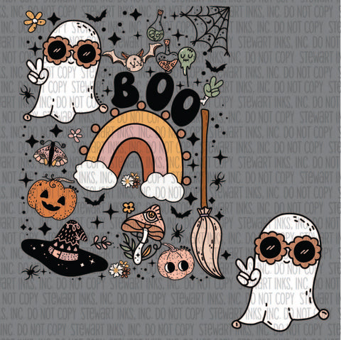 Transfer - Cute BOO with Sunglasses SET (12" transfer and 4" transfer)