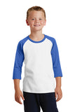 port & company raglan youth white and royal