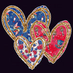 Transfer - 4th of July hearts gold glitter outline