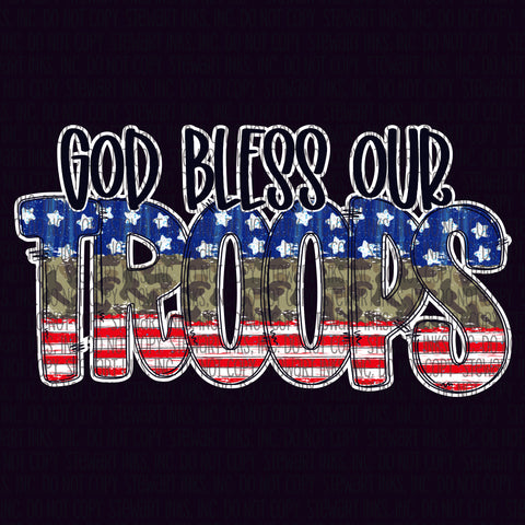 Transfer - God bless our Troops stars stripes camo