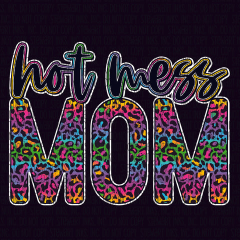Transfer - Hot Mess Mom Rainbow Leopard