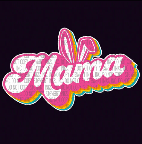 Transfer - Mama Retro Bunny Ears Pink