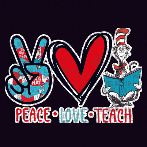 Transfer - Peace Love Teach Cat In The Hat One