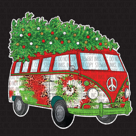 Transfer - Hippie Bus Tie Dye Green & Red