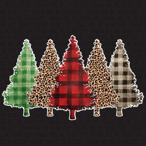 Transfer - Christmas Tree Line Leopard & Mixed Plaid