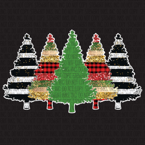 Transfer - Christmas Tree Line stripe plaid