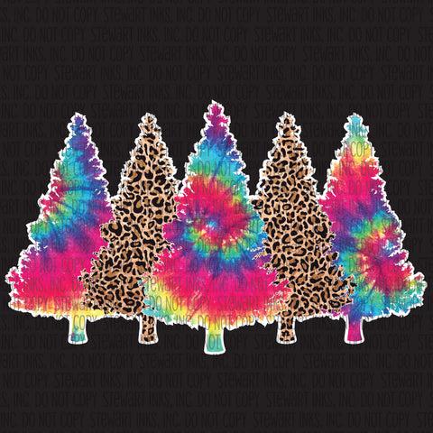 Transfer - Christmas Tree Line Leopard & Tie Dye