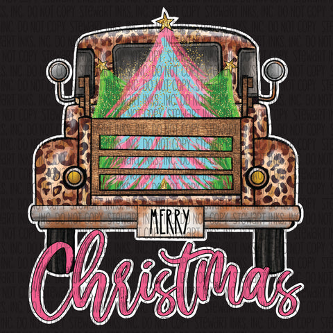 Transfer - Merry Christmas Tree Truck Leopard