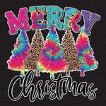 Transfer - Merry Christmas Tie Dye & Leopard Trees