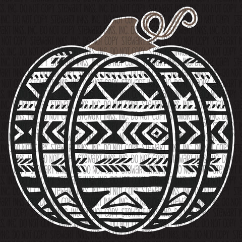 Transfer - Aztec Pumpkin Black & White