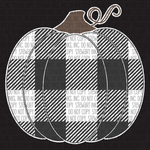 Transfer - Plaid Pattern Pumpkin Black & White