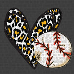 Transfer - Baseball Heart Black & Gold Leopard